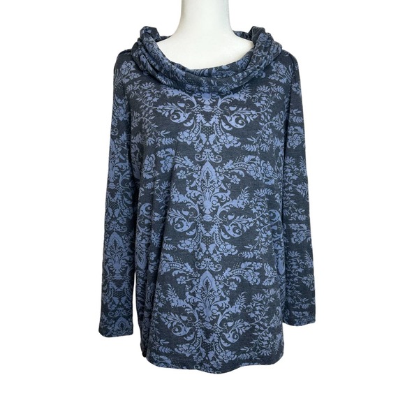 Soft Surroundings Tops - Soft Surrounding Blouse Women’s sz. XL Blue Leaf Cowneck Pullover Sweatshirt